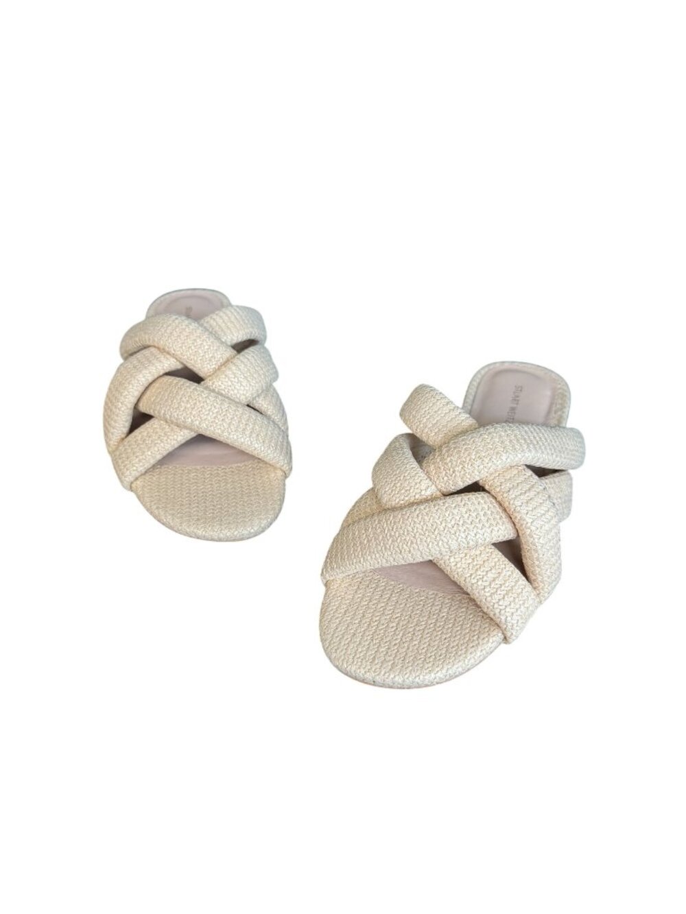 Stuart Weitzman Crossover Raffia Slide Sandals In Beige Women's, Sz 6 WORN ONCE